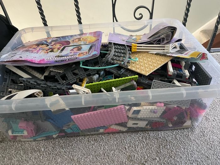 Big box of Lego  & 1980 Technics Chassis Car and Dune buggy