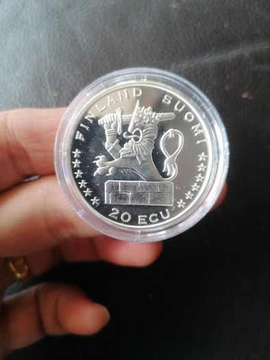 1996 Finland Silver Proof 20 ECU Coin