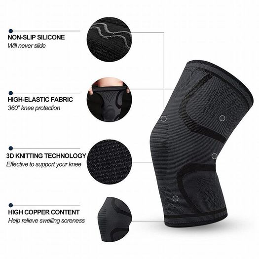 Knee Support Compression Sleeve Black Size M