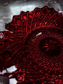 Vintage Ruby Red Hobnail Glass Bowl
