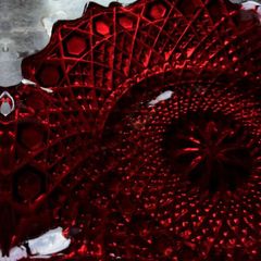 Vintage Ruby Red Hobnail Glass Bowl