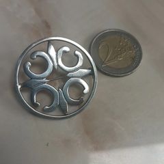 Stamped silver St Magnus cross brooch, with pouch, D18 freepost