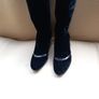 Marc Jacobs Luxurious Black Boots Leather Lined, Leather Soles, Velvet Appearance Outer with Patent Trim . Image 2