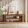 120cm Wooden Entrance Bench with 2-Tier Shoe Rack, Rustic Hallway Storage Bench, Entryway Seating Bench for Bedroom, Living Room & Dining Room Image 4