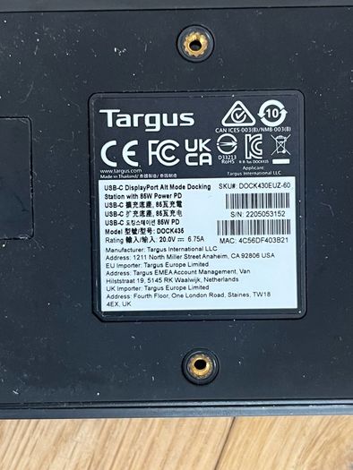 Targus 85W USB-C Docking Station - HDMI 4K 2 Display Port 4 USB-A - DOCK430-A