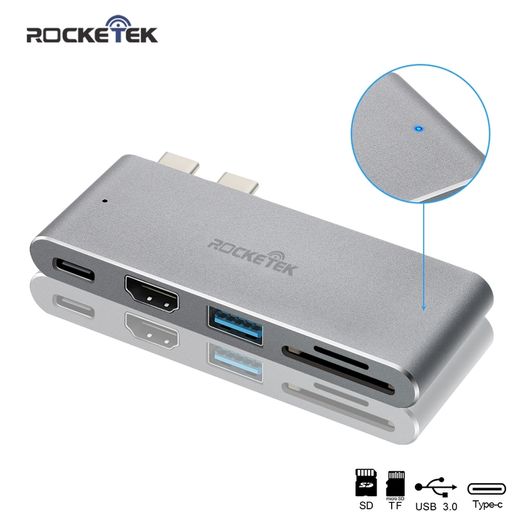 Rocketek Mini Dock Combo USB 3.0 Hub + HDMI 4K@30Hz & SD/TF Card Reader Aluminum Alloy (Brand New/Warranty)