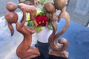 Vintage hand carved scar wooden sculpture