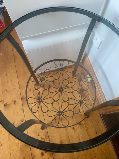 Cast iron glass coffee table