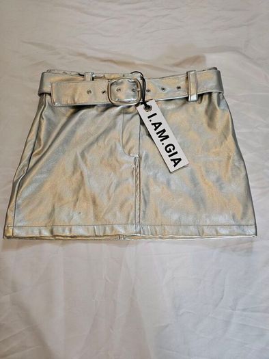 I.Am.Gia Silver Metallic Mini Skirt