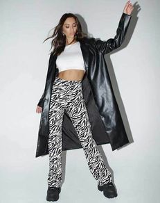 New Motel Rocks Zoven Trouser In 90's Zebra Black And White
