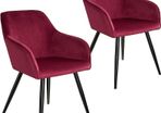 Set of 2 Dining Chairs with Armrests Padded Velvet - Free Delivery Nationwide