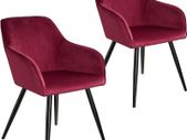 Set of 2 Dining Chairs with Armrests Padded Velvet - Free Delivery Nationwide