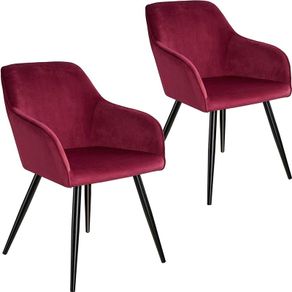 Set of 2 Dining Chairs with Armrests Padded Velvet - Free Delivery Nationwide