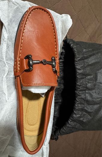 Brand New Men's Moccasins Leather Loafers Slip-On Shoes - Reddish Brown