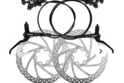 ROADNADO Universal 4 Piston Hydraulic Brakes Set for Mountain Bike, Front 800mm Rear 1400mm MTB Brake Kit