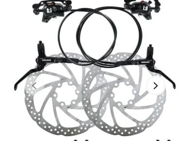 ROADNADO Universal 4 Piston Hydraulic Brakes Set for Mountain Bike, Front 800mm Rear 1400mm MTB Brake Kit
