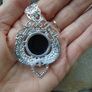 Large Blue Goldstone pendant, Gemstone pendant, New, Gift Image 2