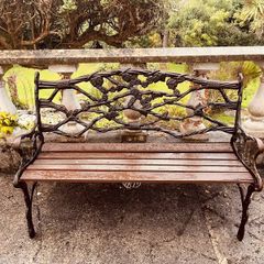 Cast iron garden bench and chair