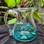 Jerpoint Glass Handcrafted Studio Art Glass Pitcher Water Jug Blue Green Image 4