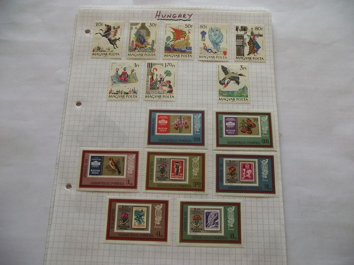 Big Collection Of Stamps From Hungary, On Pages, Hinged.