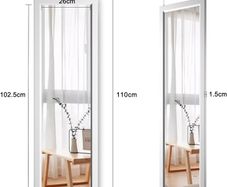 NEW SALE | Over Door Mirror Full Length, 110 x 33cm Wall Mounted Mirror Door Hung Mirror for Bathroom/Bedroom/Wardrobe - Toughened Glass