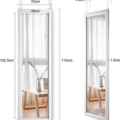 NEW SALE | Over Door Mirror Full Length, 110 x 33cm Wall Mounted Mirror Door Hung Mirror for Bathroom/Bedroom/Wardrobe - Toughened Glass