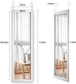 NEW SALE | Over Door Mirror Full Length, 110 x 33cm Wall Mounted Mirror Door Hung Mirror for Bathroom/Bedroom/Wardrobe - Toughened Glass