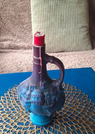 Hand painted Upcycled Wine Bottle Candle