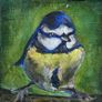 Blue Tit On A Branch - Original Painting Image 2