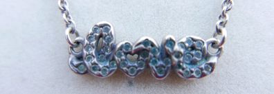 PANDORA Sterling Silver 925 Blue Zircon Stone Love Necklace length 18" - 3,61g
