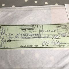 Elvis Memorabilia - Cheque signed by Elvis