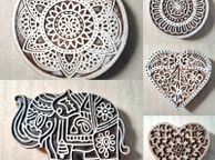 main image for ad Beautiful Wooden Handmade Printing Block Stamp Block Decorative Textiles Crafts Tattoo 7cm