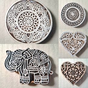 Beautiful Wooden Handmade Printing Block Stamp Block Decorative Textiles Crafts Tattoo 7cm