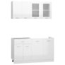 4 Piece Kitchen Cabinet Set High Gloss White Chipboard Image 2