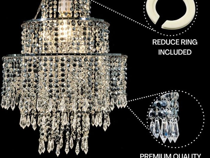 3-Tier Silver Chandelier Light Shade | Lamp Shade for Pendant Light Ceiling Light Shade Acrylic Crystal Chandelier Easy Fit Lampshades for Ceiling Lights for Living Room Bedroom Kitchen Hallway (FREE POSTAGE)