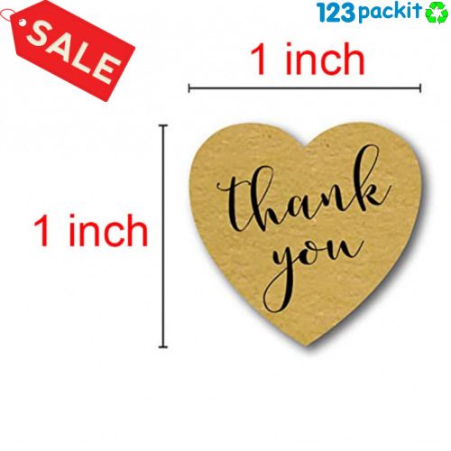 Roll of 500 heart-shaped thank you stickers