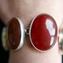 Vintage Sterling Silver 925 Carnelian Link Bracelet with Toggle Clasp L-8,5"  51,28g Image 9