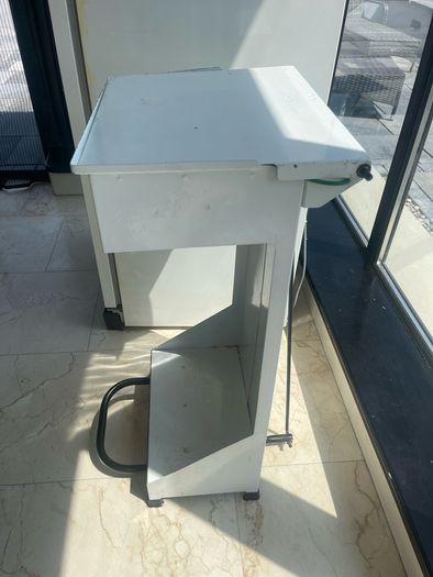 White Commercial Pedal Operated Open Rubbish Bag Holder - Can Deliver