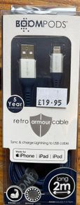 Heavy duty armoured lightning cable for iPhones 5 year warranty brand new RRP 18.95