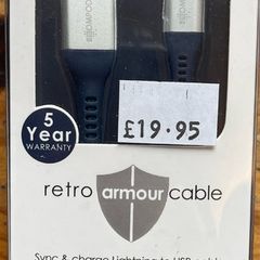 Heavy duty armoured lightning cable for iPhones 5 year warranty brand new RRP 18.95