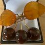 Vintage .6rk gold plated Russian Baltic Amber brooch Image 5