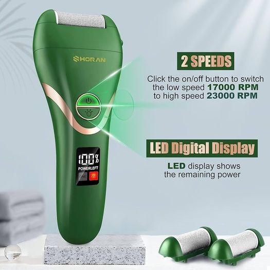 NEW SALE | Foot File Feet Hard Skin Remover, Professional Callus Remover Foot Grinder Pedicure Foot Care Utensil Cutters Accessories for Dead Skin Dry Skin, USB Rechargeable with 3 Replacement Rollers