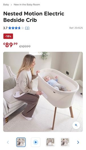 Nested motion electric bedside crib