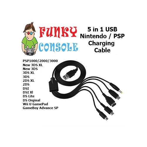 5 In 1 Usb Charging Cable For Nintendo Gba Sp Wii U 3ds Ds Lite Dsi Xl Dsi Psp