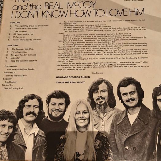 Tina  and The Real McCoy,  Don't Know How to Love Him LP,  Irish showband and Eurovision