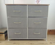 6 Drawer Storage Unit Fabric Drawers Wooden Top