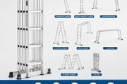 7-in-1 Multi-Purpose Aluminium Ladder 5.75m Folding Extension Ladder 150kg Heavy Duty