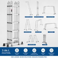 7-in-1 Multi-Purpose Aluminium Ladder 5.75m Folding Extension Ladder 150kg Heavy Duty