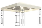Gazebo with String Lights 3x3 m Cream Fabric