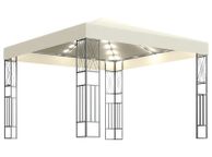 main image for ad Gazebo with String Lights 3x3 m Cream Fabric